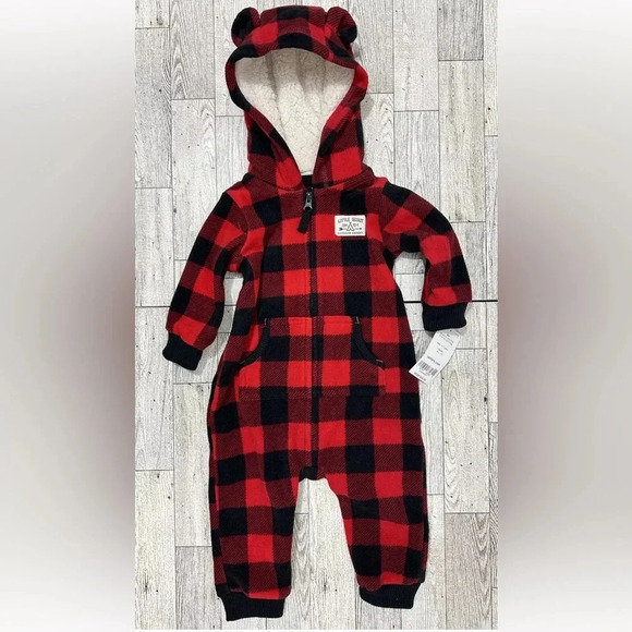 Infant Boys Plaid 1 Piece Sleeper Pajama Sleep & Play Little Scout - Picture 1 of 4